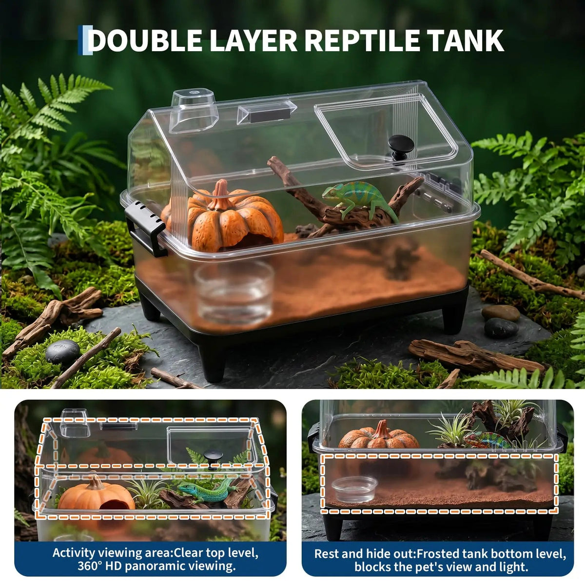Small Reptile Terrarium Kit With Lid, Acrylic Tank, Heating Pad, Hygrometer, Hide & Bowl For Gecko Lizard Tarantula Frog Crab The Pet & Home Store