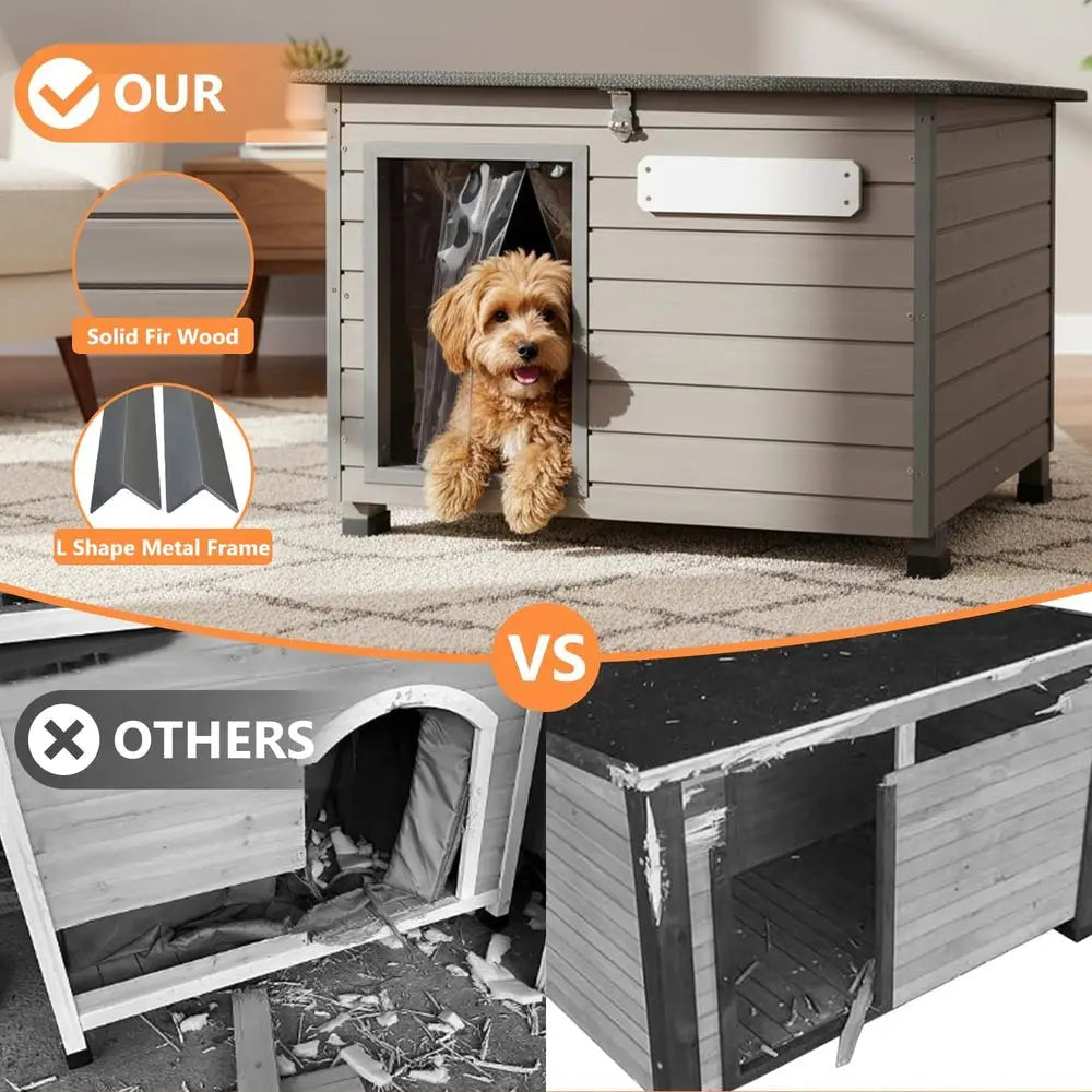 Dog House Outdoor & Indoor Anti-Chewing Iron e Dog Kennel Easy Clean and Assemble Openable Roo or Small to Medium Dog Breeds (32 The Pet & Home Store