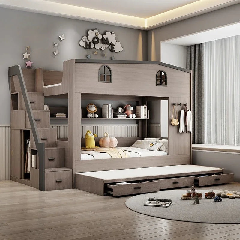 MDNG Bunk Bed With Drawers And Staircase Loft For Kids