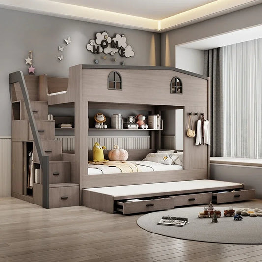 MDNG Bunk Bed With Drawers And Staircase Loft For Kids