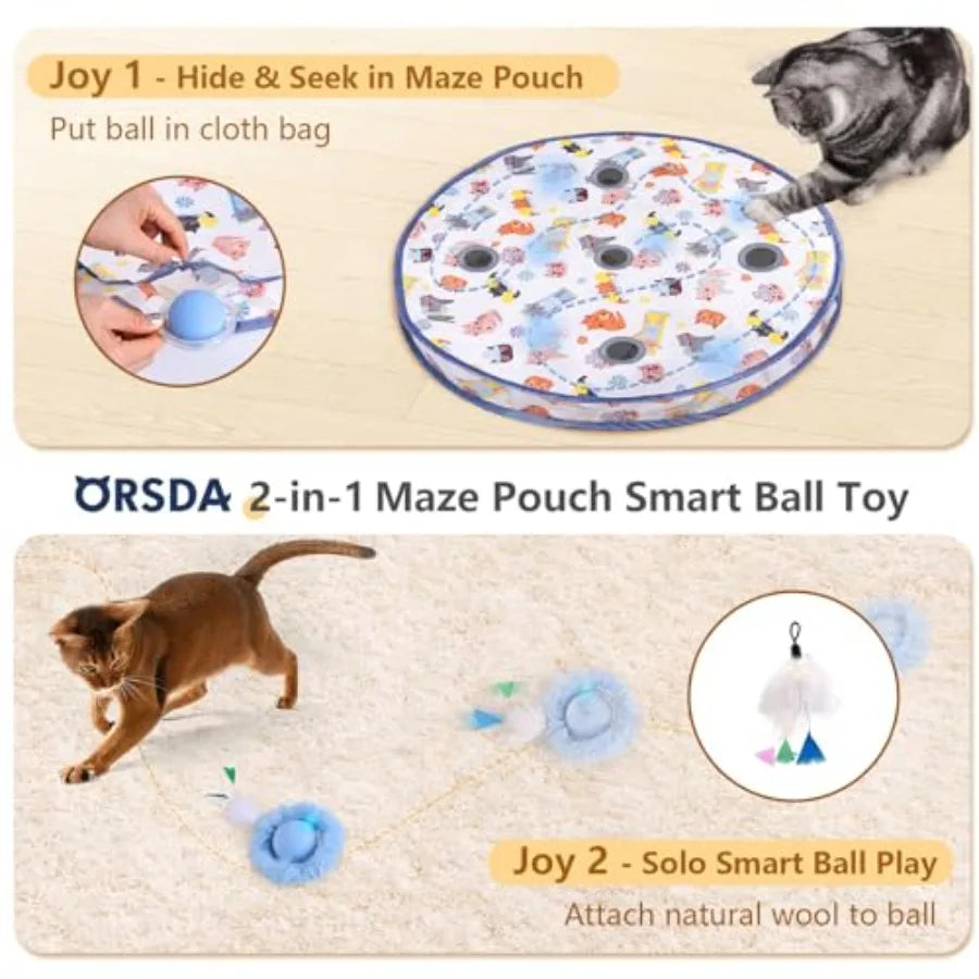 Interactive Cat Toy Ball Automatic Rolling Motion For Indoor Cats
