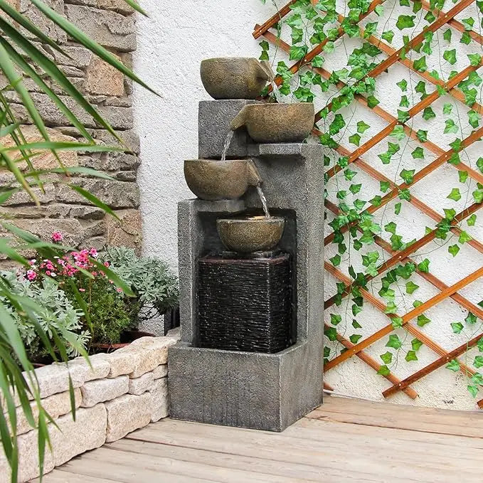 YZM 5-Tier Outdoor Water Fountain Garden Cascading Led Lights