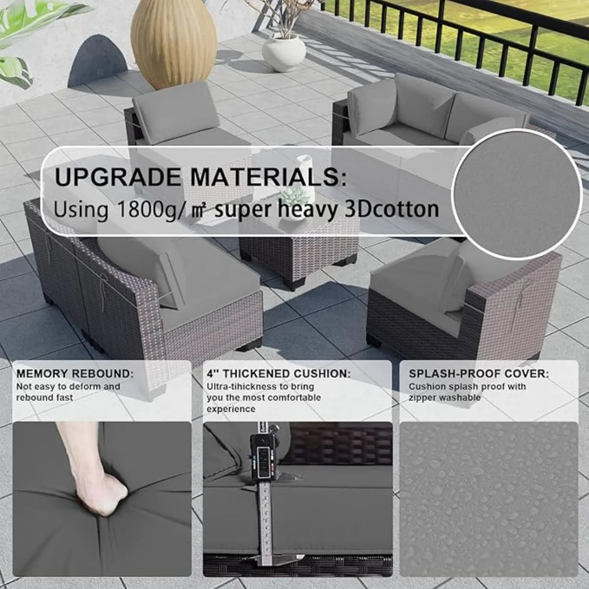 7 Pieces Outdoor Patio Furniture Set,Sectional Rattan Sofa Set Brown PE Rattan Wicker Patio Conversation Set with Tempered Glass The Pet & Home Store