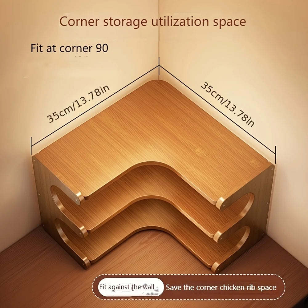 Three Tier Bamboo Corner Shelf For Plants Books Stationery