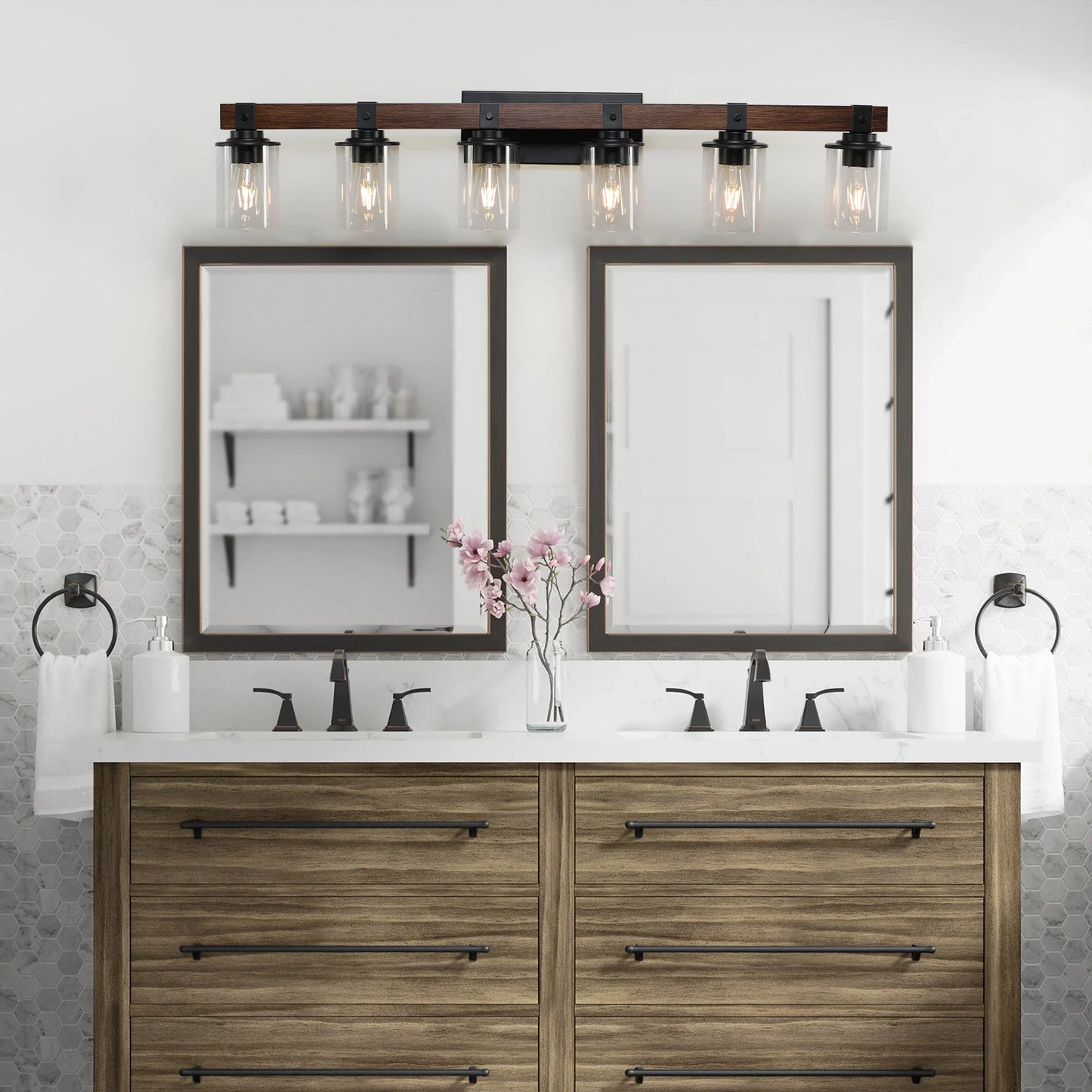 ARLGSITE 6-Light Farmhouse Vanity Light Fixture, Rustic Bathroom Wall Sconce