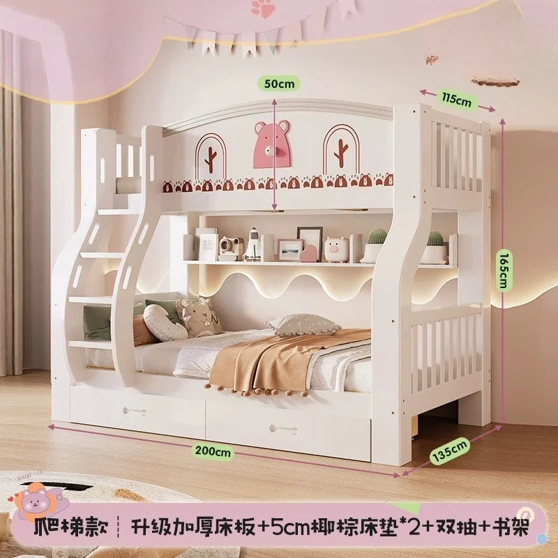 Multi-functional Wooden Bunk Bed For Kids Cabinet Double Bed Storage Drawers 2 People Decker Kids Bed Frame Bedroom Furniture