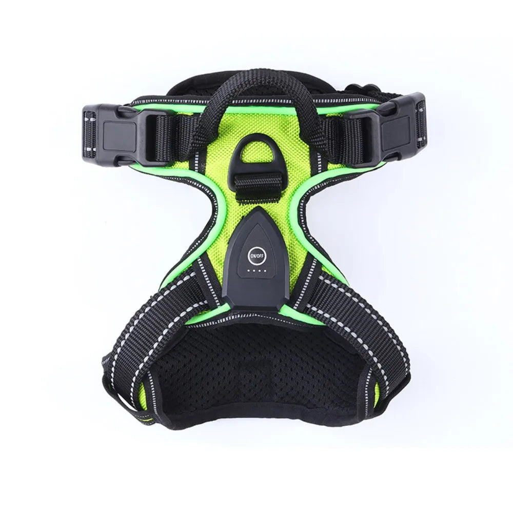 PERNEAKY Light Up LED Dog Harness For Night Walking