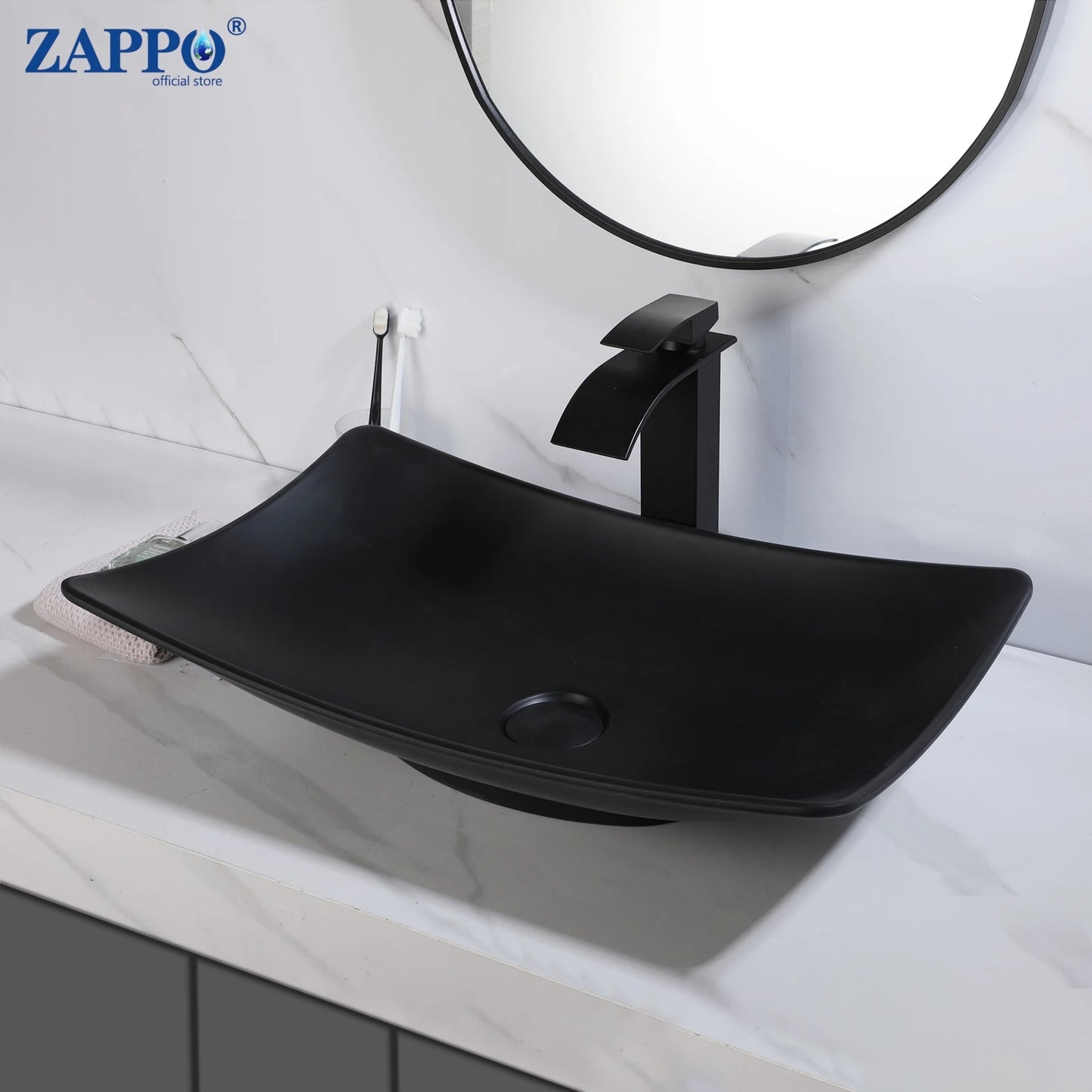 ZAPPO Commercial Bathroom Vessel Sink Large Vessel Sink Bowl With Faucet Above Counter Top Oval Bowl Sinks For Bathroom,Hotel