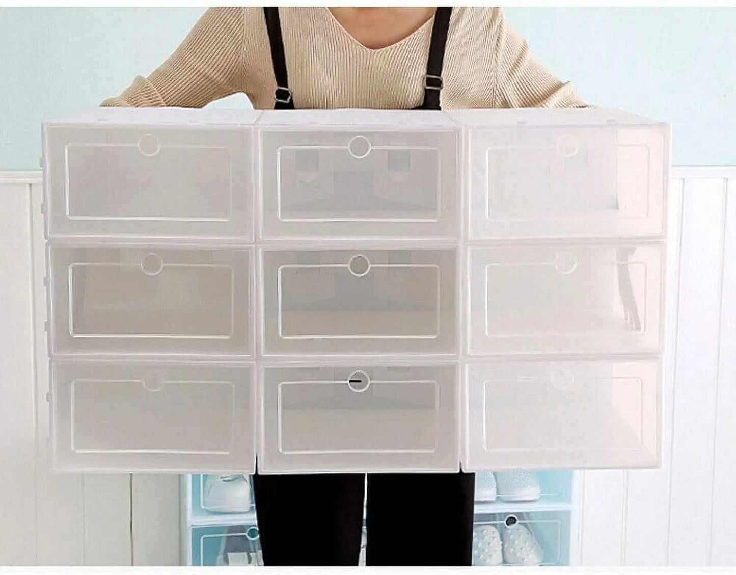 Plastic Foldable Shoe Boxes Set For Home Organizer