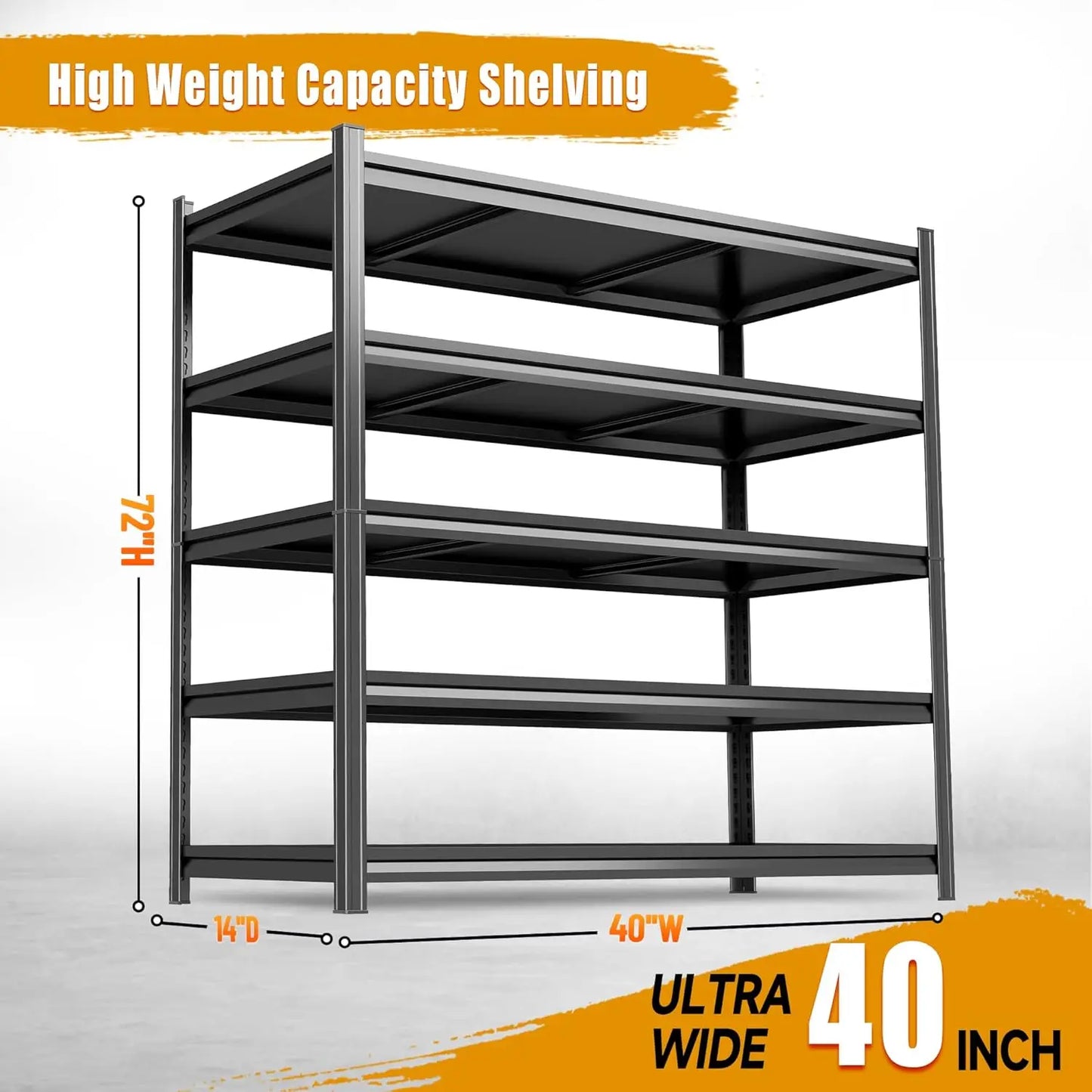 Five Tier Heavy Duty Garage Shelving 3000 Lbs Capacity