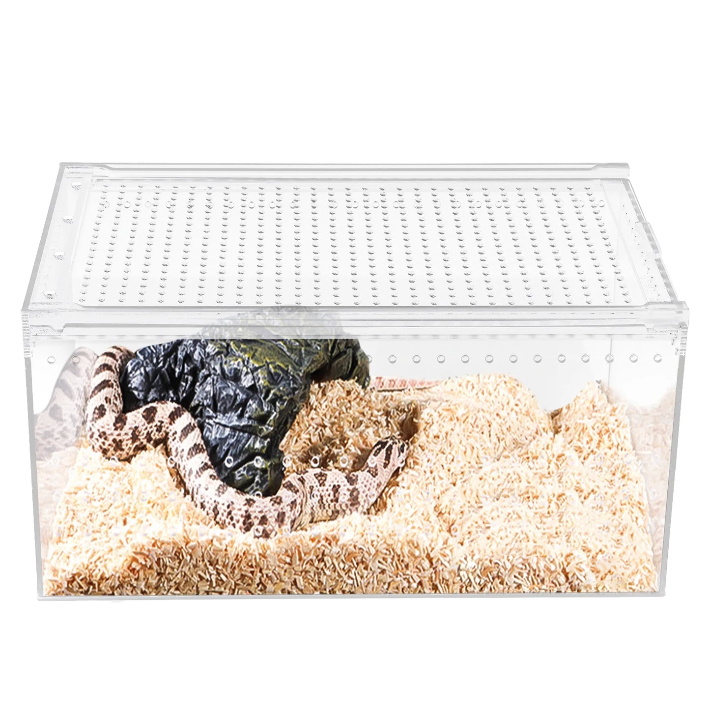 Bymaocar Clear Acrylic Reptile Terrarium With Magnetic Lock Ventilation