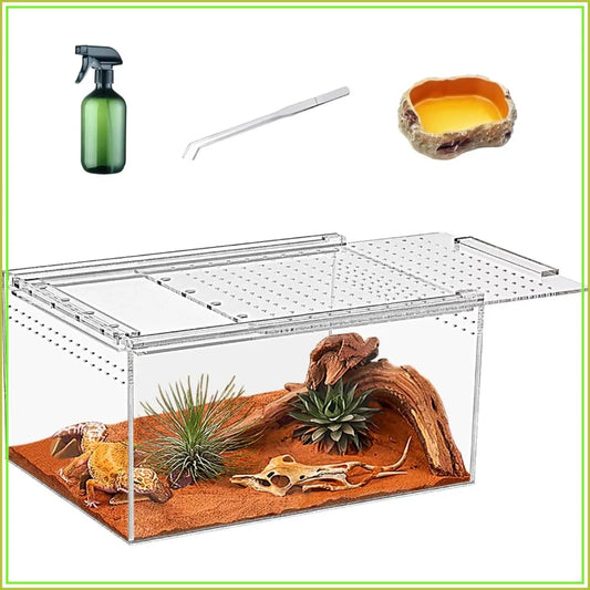 12"x7"x6" Reptile Breeding Box, Acrylic Enclosure, Magnetic Closure, for Tarantula, Hermit Crab, Jumping Spider, Gecko, Bearded Dragon