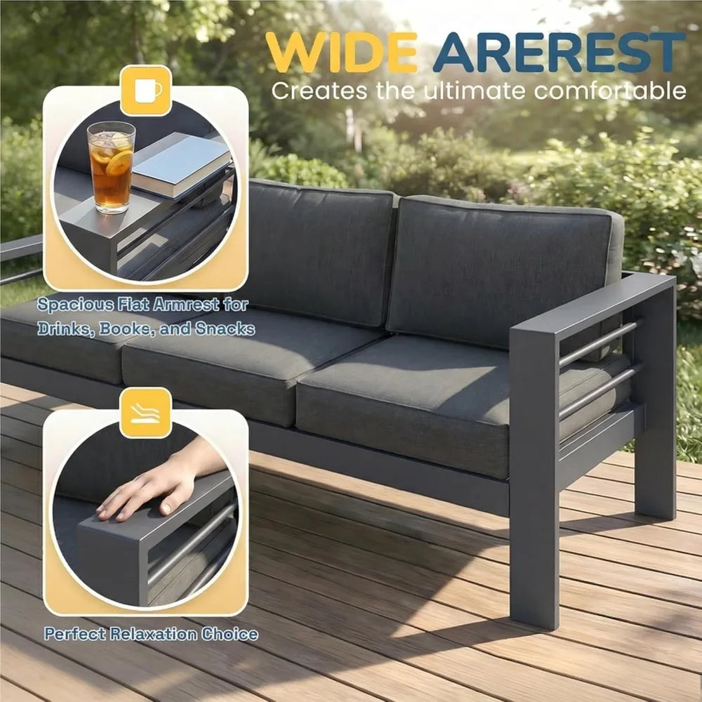 Aluminum Patio Furniture Set for All Weather, Oversized Metal Outdoor Furniture Set with 27.5" Deep Seating, Customized