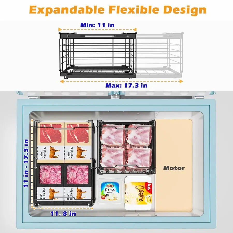 2 Pack Freezer Organizer Bins Stackable Chest Storage