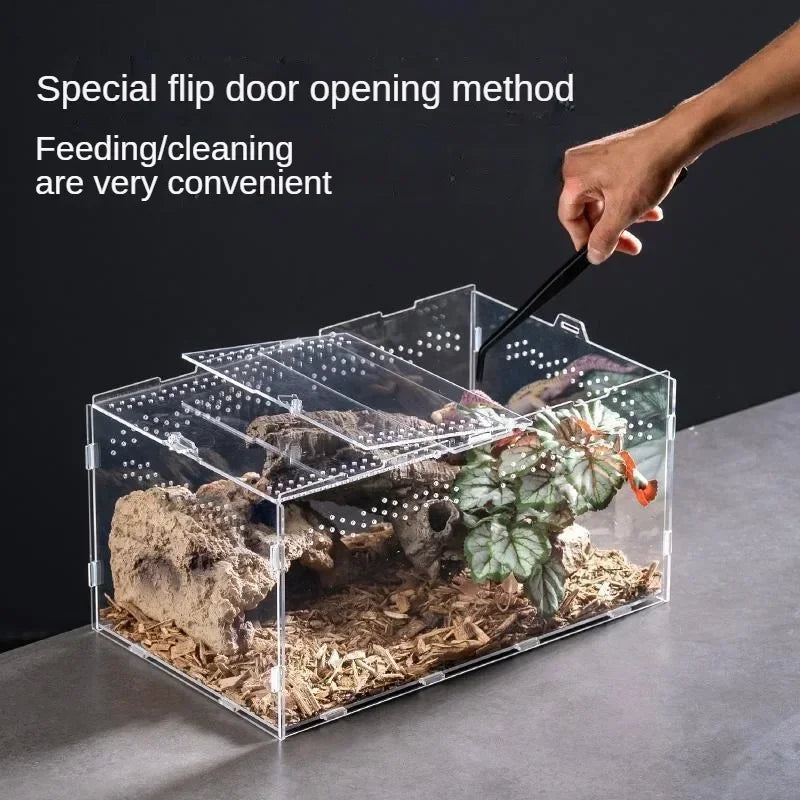 Acrylic Reptile Breeding Box Terrarium Enclosure Transparent