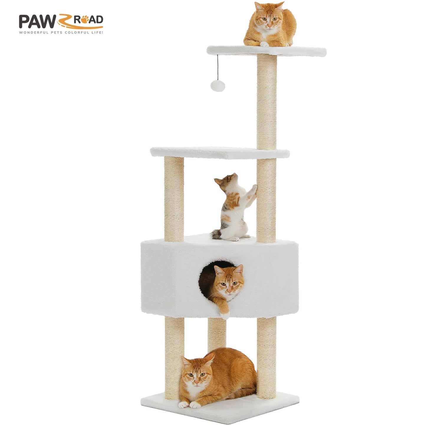 PAWZ Road Cat Tree With Toy Tower Plush Perch Hammock