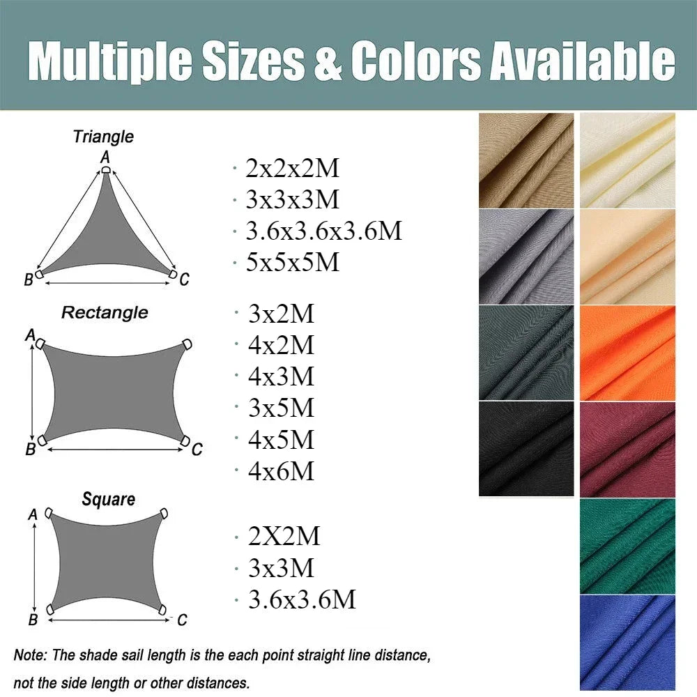 Waterproof Shade Sail Sun Shelter For Outdoor Patio Canopy