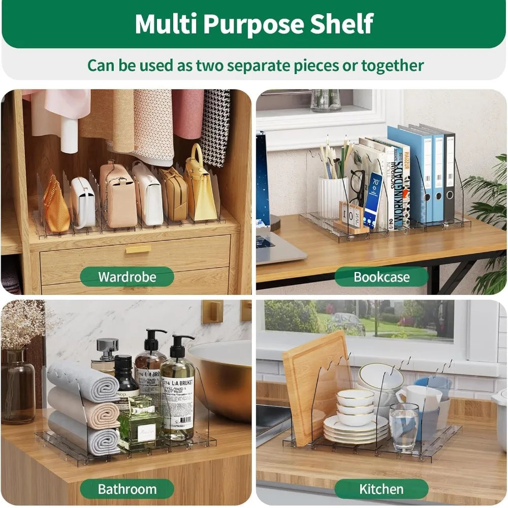Adjustable Clear Acrylic Shelf Dividers For Closet And Office