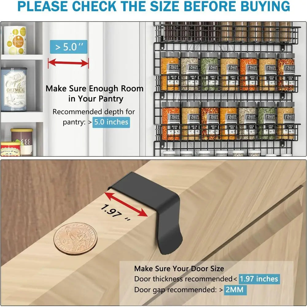 6-Tier Spice Rack Organizer with Door Hook, Wall Mounted & Over the Door Spice Racks or Kitchen Pantry Door Cabinet, Two Size, L The Pet & Home Store