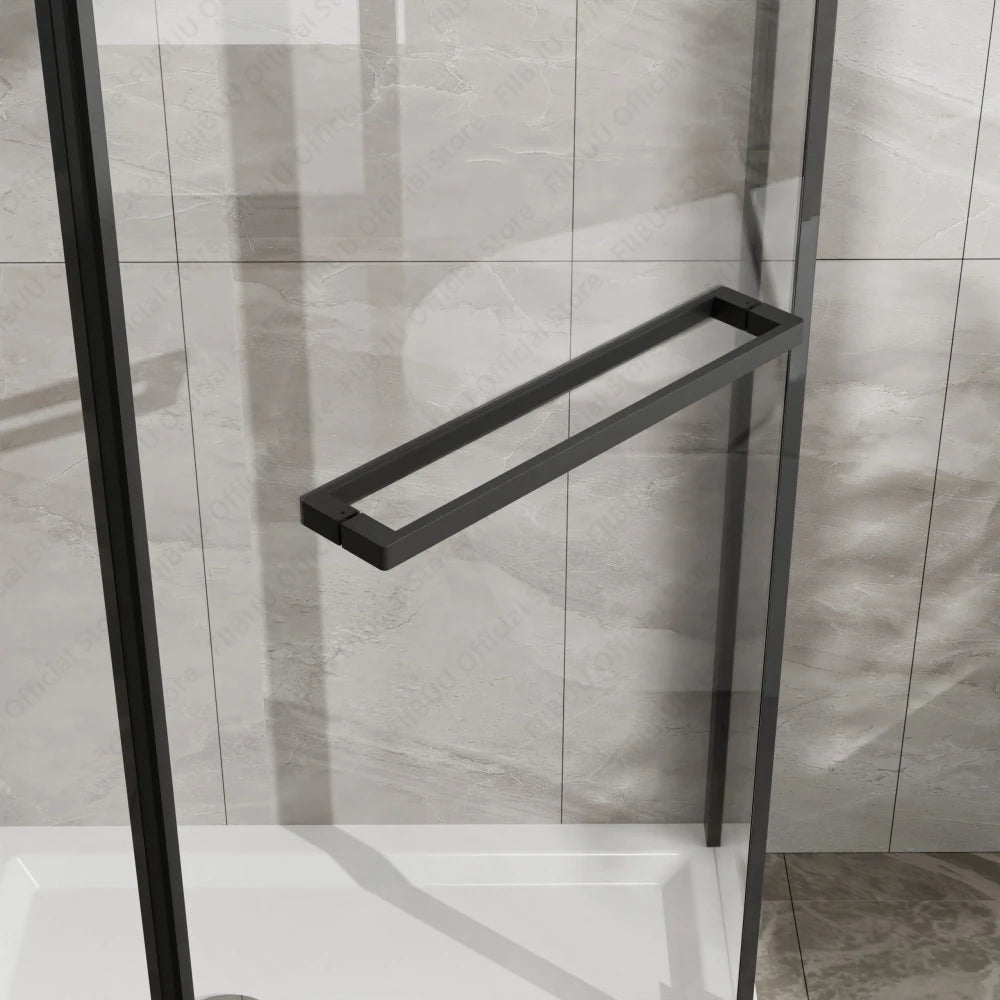 Neo-Angle Frameless Shower Door Tempered Glass Pivot Door Space-Saving Corner Shower Enclosure 36x36x72 Inch for Small Bathroom