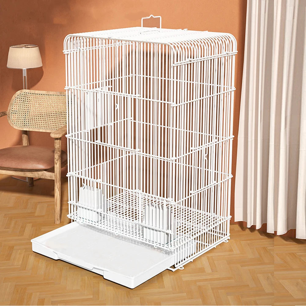 Wrought Iron Bird Cage Lightweight Portable Parrot Cage Removable Tray Large Bird Carrier for Indoor Outdoor Home Bird Feeding