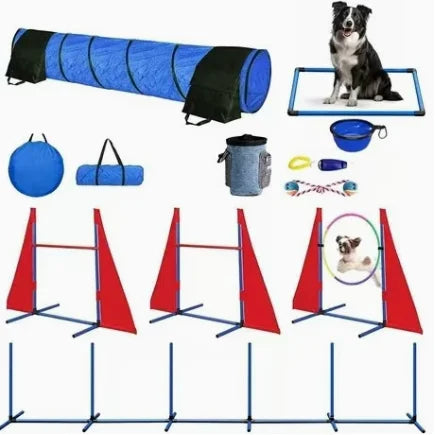 YTYIN Coofull PVC Dog Agility Training Set With Tunnel