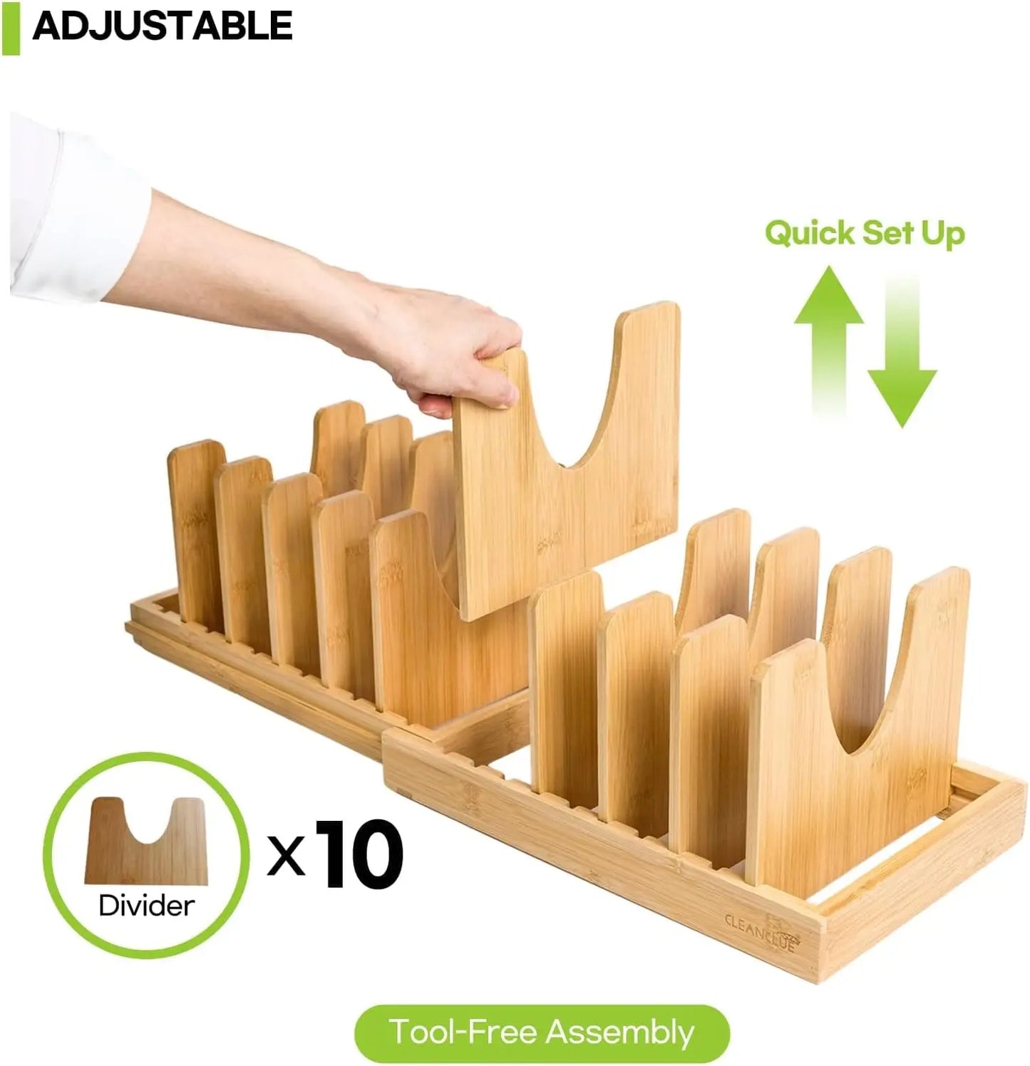 Bamboo Under Cabinet Pots And Pans Organizer With Expandable Lids
