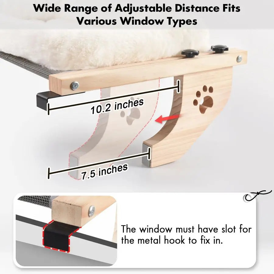 Cat Window Perch Hammock Cushion Cover, Wood Frame