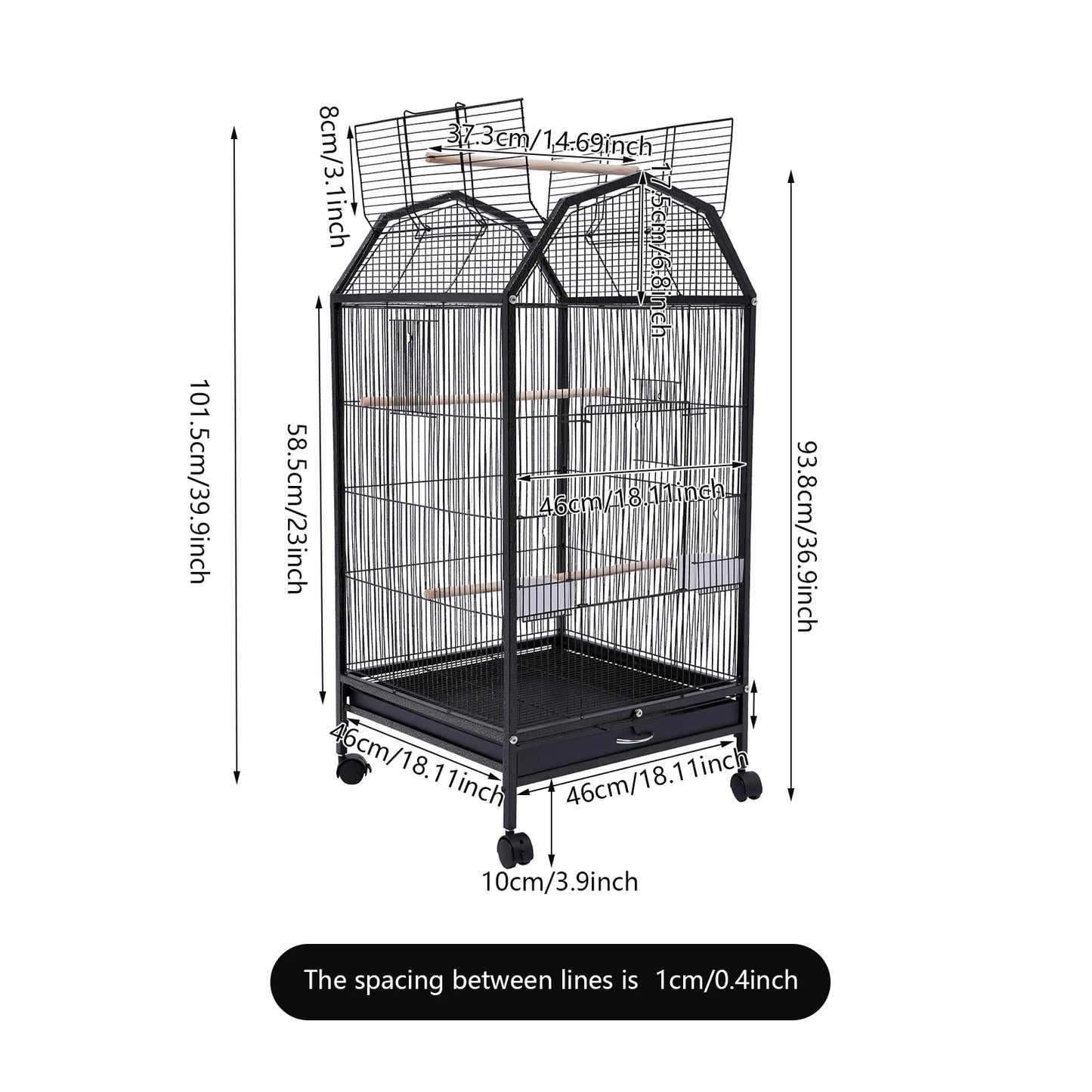 Bird Cage With 360 Degree Observation For Parakeets And Lovebirds