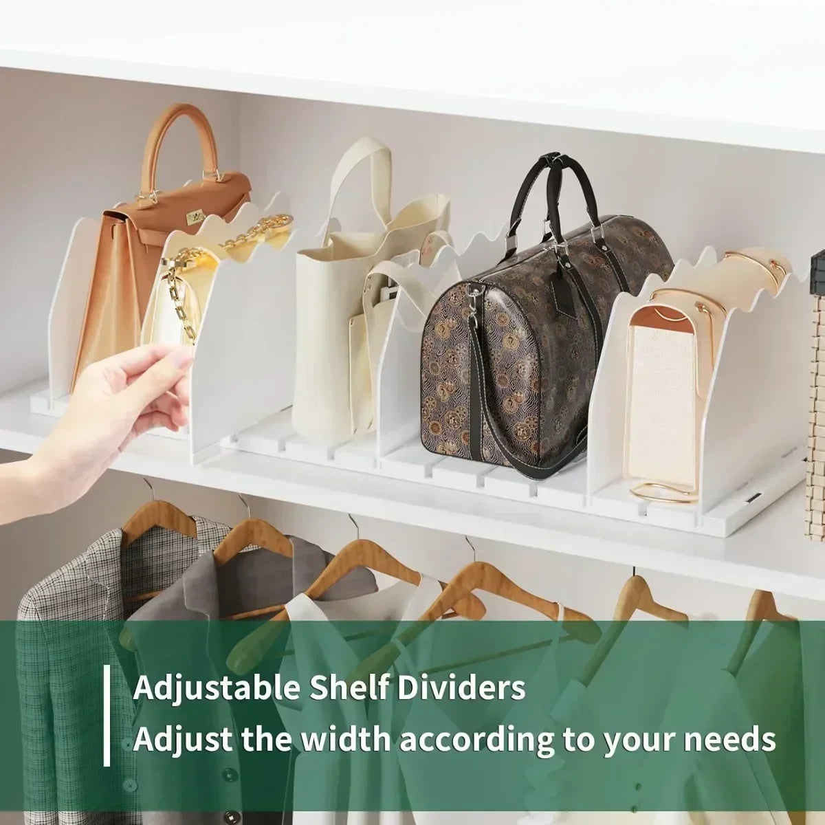 Closet Shelf Divider Adjustable Purse Organizer For Handbags