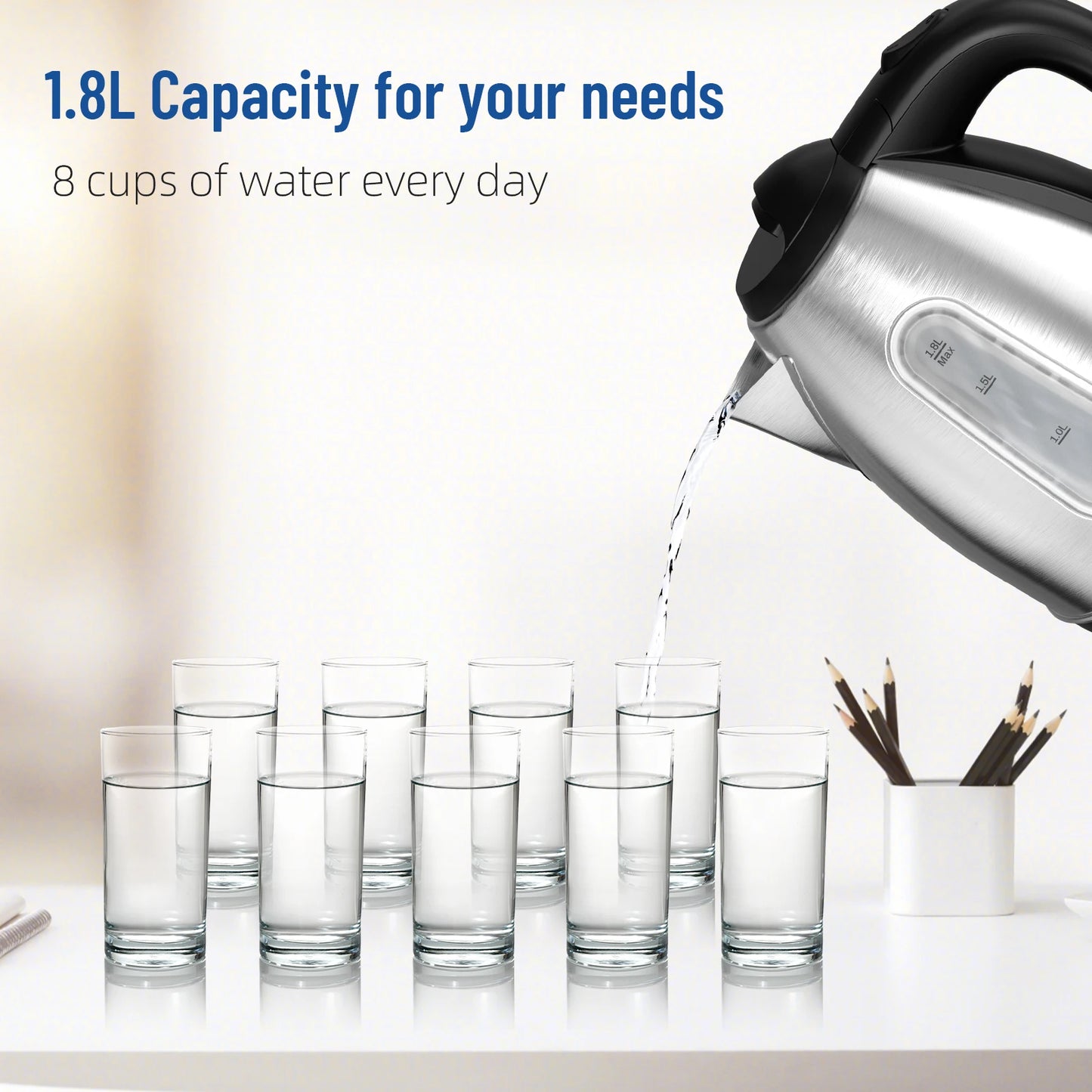 CACHOO Stainless Steel Electric Kettle With Auto Shut Off 1100W