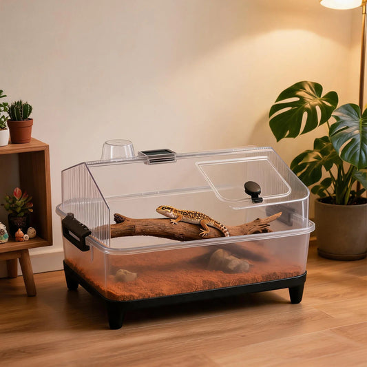 Small Reptile Terrarium Kit With Lid, Acrylic Tank, Heating Pad, Hygrometer, Hide & Bowl For Gecko Lizard Tarantula Frog Crab The Pet & Home Store