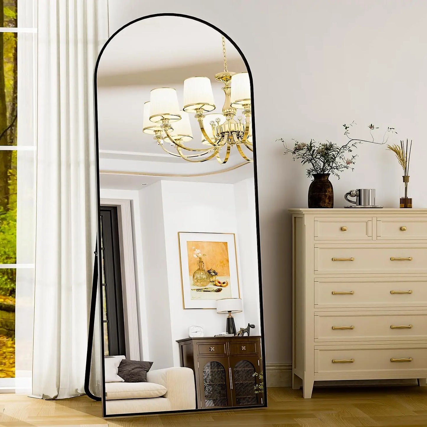 HARRITPURE Full Body Mirror With Aluminum Frame Floor