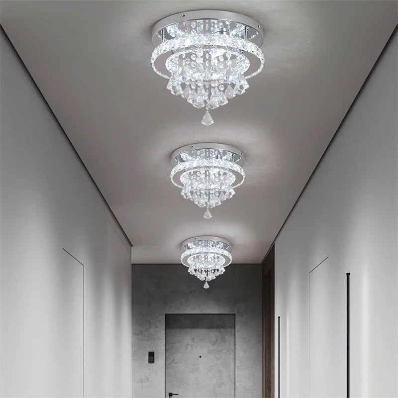 GreeLustr Crystal Chandelier Chrome LED Ceiling Light Fixture