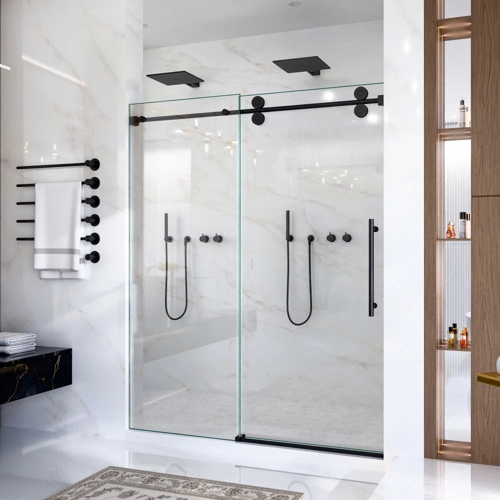 Frameless Single Sliding Shower Door With Tempered Glass Bypass Design