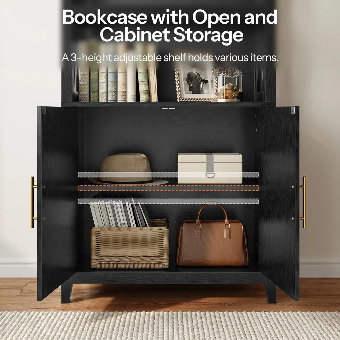 71" Arched Wooden Media Storage Cabinet 5-Tier Open Shelf Bookcase for Living Room, Home Office, Customized The Pet & Home Store