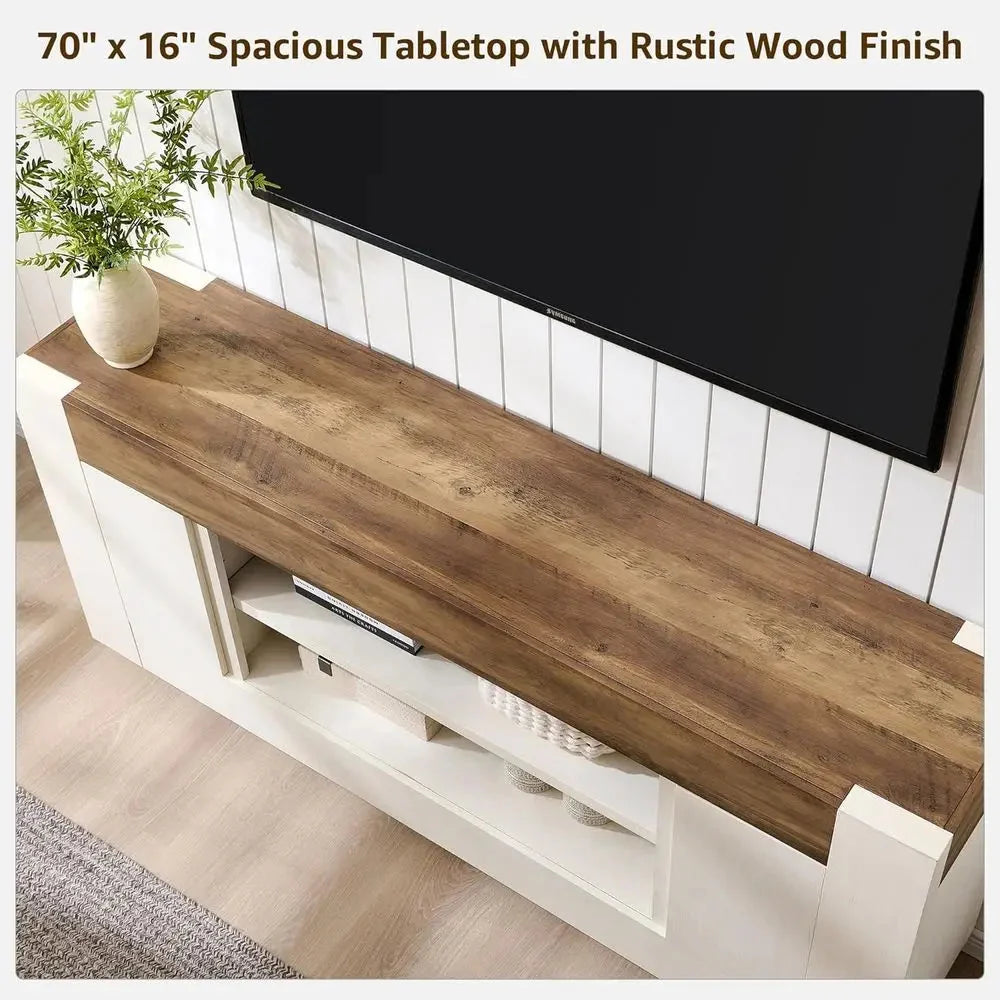 ern 70" TV Stand, Entertainment Center or TVs Up to 80", Media ole with Large Open Storage & Side Cabi, Thick Wood Design or Liv The Pet & Home Store
