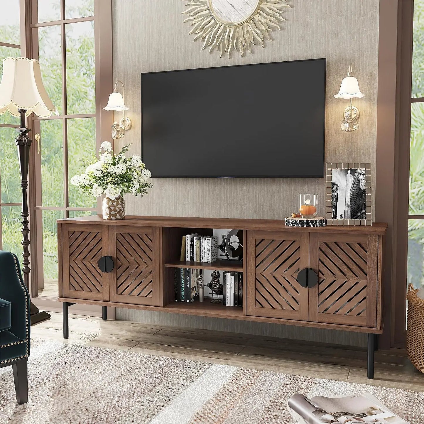 Modern Long TV Stand,Storage For 55-70 Inch TV,Living Room,63 Inch, Custom