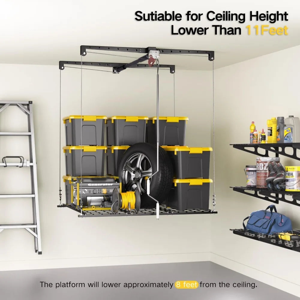 Adjustable Garage Ceiling Storage Rack 250lb Capacity