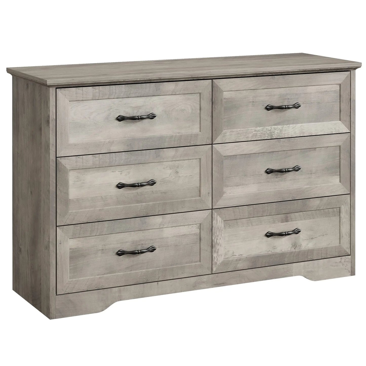 IDEALHOUSE Dresser for Bedroom with 6 Drawers, Wood Drawer Dresser Chest of Drawers for Closet, Living Room, Hallway