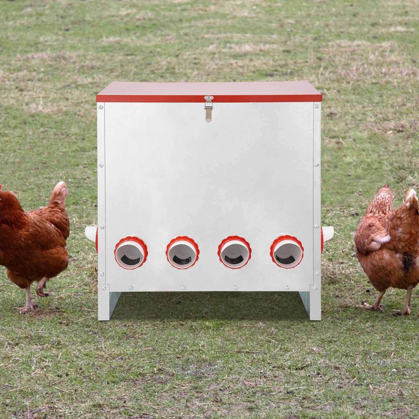 10 Port Galvanized Metal Chicken Feeder For Farm Poultry