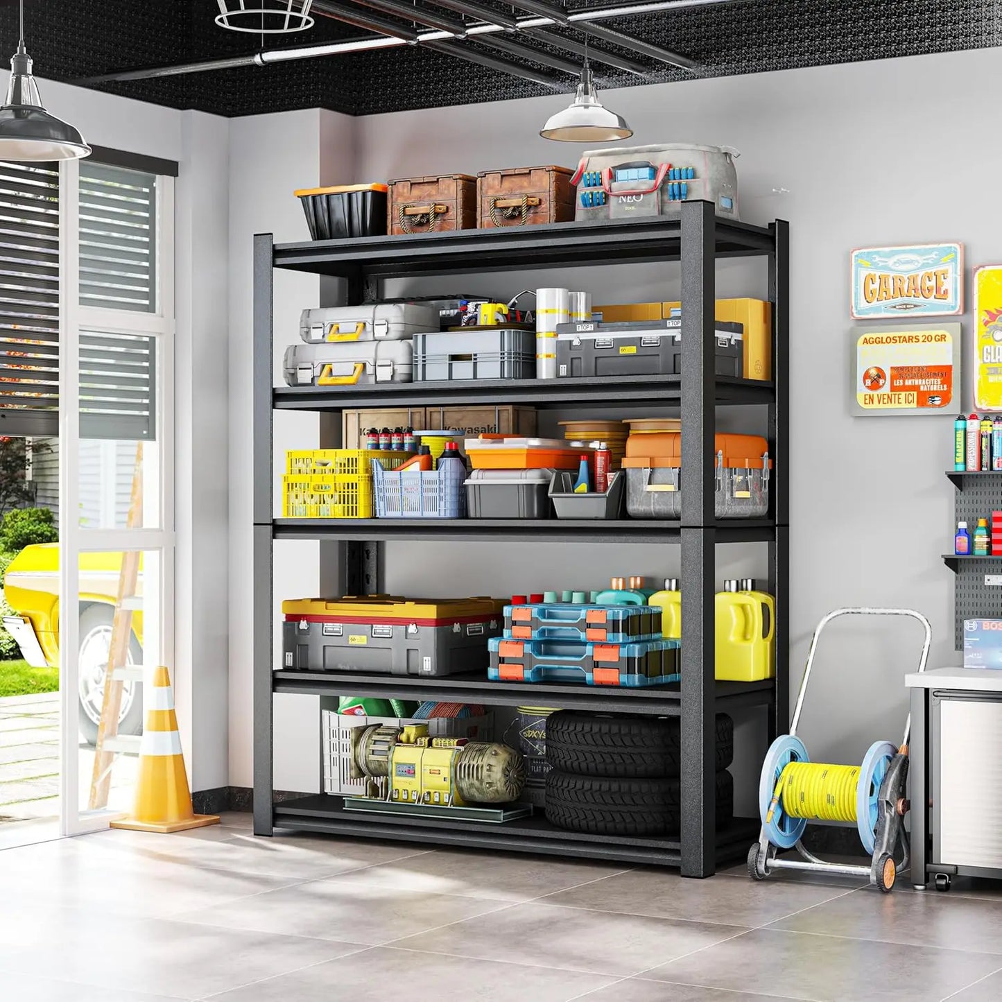 Five Tier Heavy Duty Garage Shelving 3000 Lbs Capacity