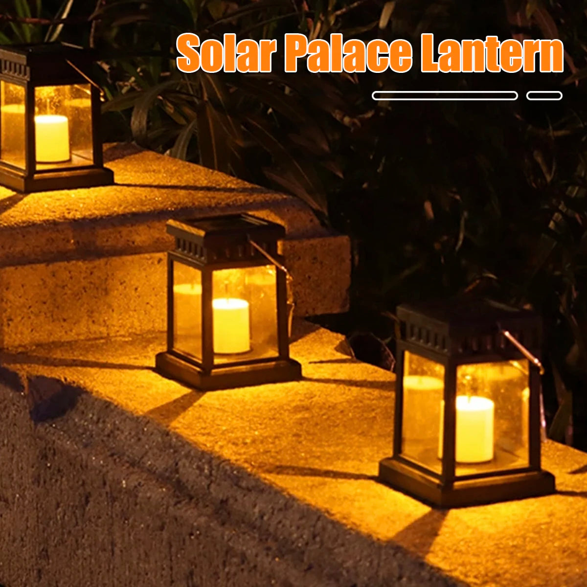 Solar Garden Lights Outdoor Hanging Candle Lamps, Retro Palace Style