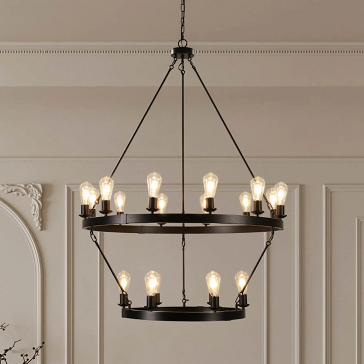 2-Tier Circular Iron Ceiling Chandelier The Pet & Home Store