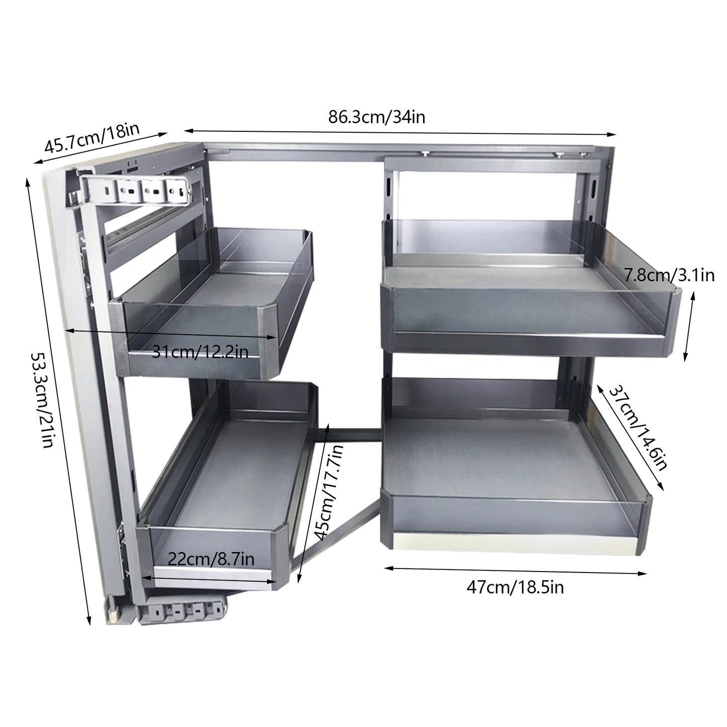 Bymaocar Blind Corner Cabinet Pull Out Organizer Swing Tray