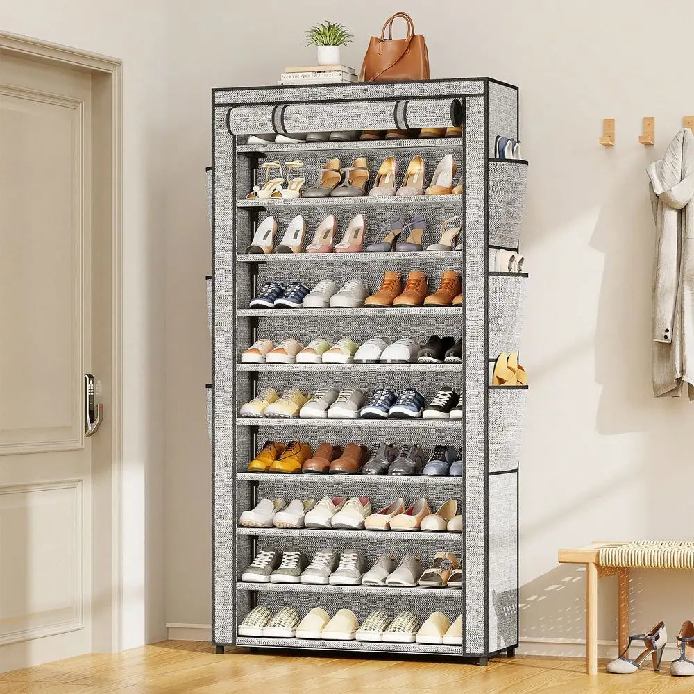 Tomnk Shoe Cabinet, 10 Tier Large Capacity 50-56Pairs Beautiful Tall Shoe Shelf Free Standing Storage Cabinet Entryway Closet,