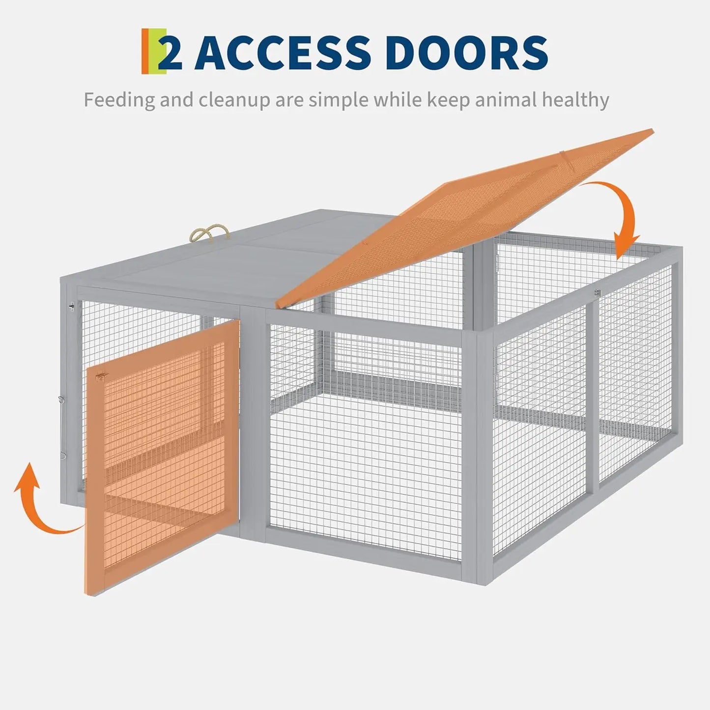 Folding Portable Wooden Chicken Coop Run No Assembly Rabbit Hutch With Predator-Proof Mesh For Outdoor Indoor Use