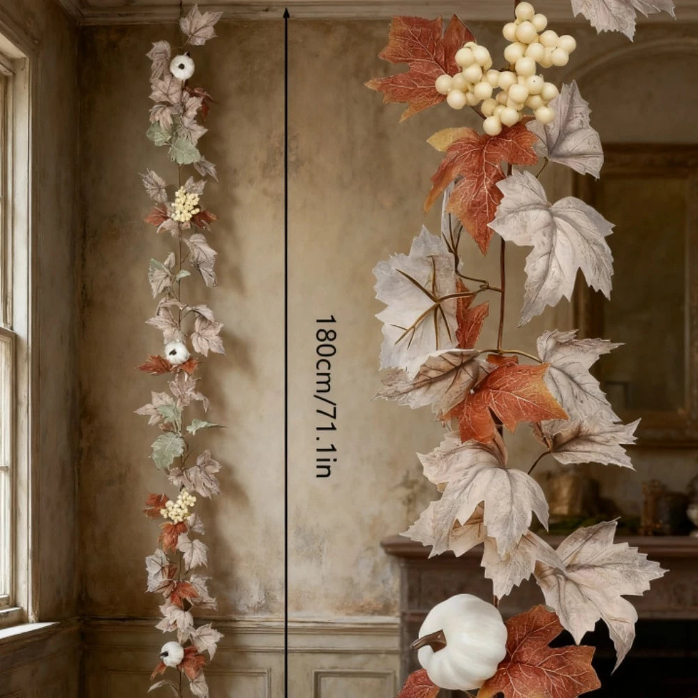 71" Maple Leaf Pumpkin Berry Vine with Pumpkin Maple Leaf Garland (Indoor or Outdoor) The Pet & Home Store