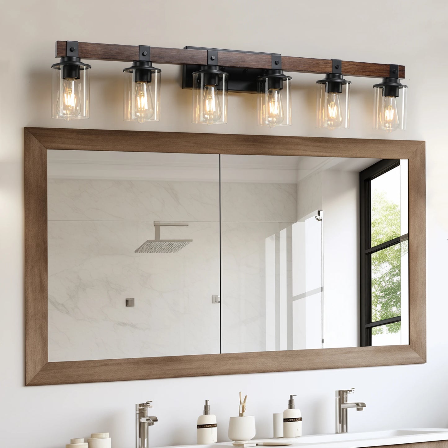 ARLGSITE 6-Light Farmhouse Vanity Light Fixture, Rustic Bathroom Wall Sconce