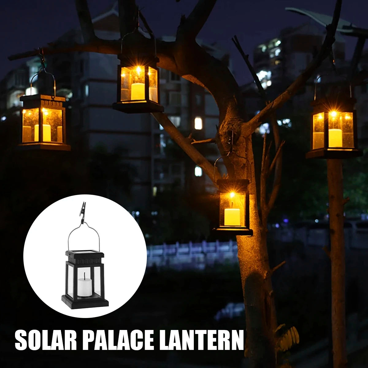 Solar Garden Lights Outdoor Hanging Candle Lamps, Retro Palace Style